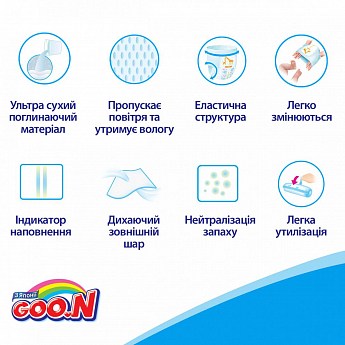 Трусики-підгузки GOO.N для дівчаток 9-14 кг (розмір L, 44 шт) - фото 4