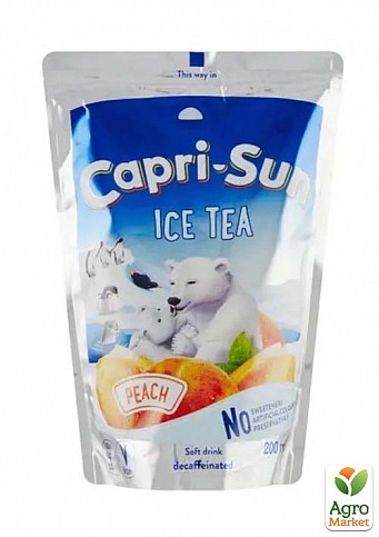 Сік Ice Tea Peach (Персик) ТМ "Capri Sun" 0.2л, упаковка 10 шт - фото 2