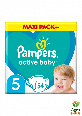 PAMPERS детские одноразовые подгузники Active Baby Размер 5 Junior (11-16 кг) Джамбо 54 шт