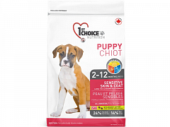 1st Choice Puppy Sensitive Skin & Coat All Breeds Сухой корм для щенков с ягненком, рыбой и рисом 14 кг (2171490)2