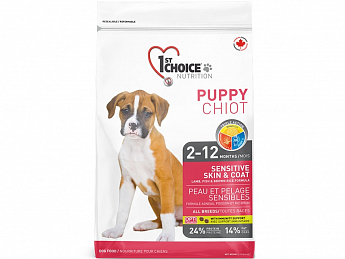 1st Choice Puppy Sensitive Skin & Coat All Breeds Сухой корм для щенков с ягненком, рыбой и рисом 14 кг (2171490)