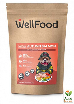Сухой корм для взрослых собак всех пород и юниоров "Autumn Salmon" (утка, лосось и тюлька) ТМ "Well Food" 1кг2