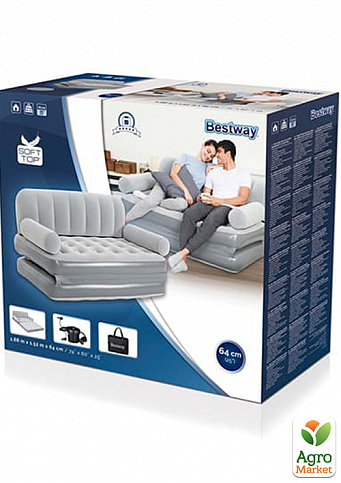 Надувной диван с электрическим насосом, флокированный трансформер 3 в 1 ТМ "Bestway" (75073) - фото 3