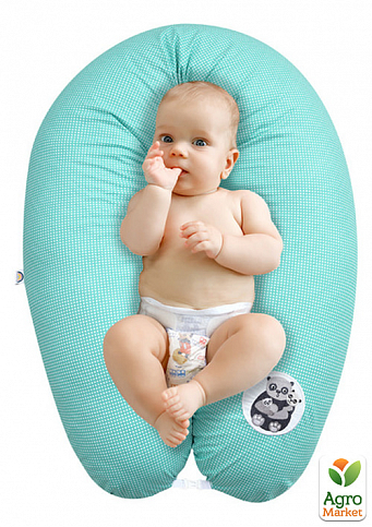 Подушка для вагітних та годування ТМ PAPAELLA 30х170 cм + карабін горошок ментол - фото 3