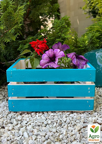 Ящик декоративный деревянный для хранения и цветов "Бланш" д. 25см, ш. 17см, в. 13см. (синий)