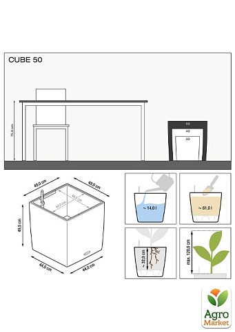 Розумний вазон з автополивом Lechuzа Cube Premium 50, білий (16560) - фото 3