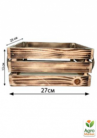 Ящик декоративный деревянный для хранения и цветов "Прованс" д. 25см, ш. 27см, в. 13см. (обожжённый с ручками) - фото 2