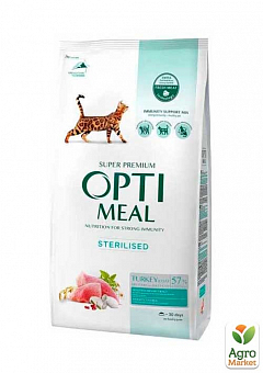 Сухий корм для дорослих стерилізованих кішок Optimeal Sterilised з індичкою та вівсом 10 кг (2822330)2