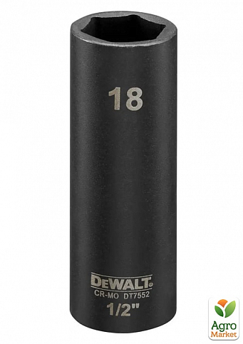 Головка торцева ударна "IMPACT" DeWALT, довга, 1/2 "х 18 мм, шестигранна DT7552 ТМ DeWALT