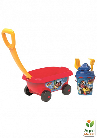 Тележка "Микки Маус" с набором для игры с песком, 5 аксессуаров, красный, 44 x 27 x 24 см, 18мес.+ Smoby Toys