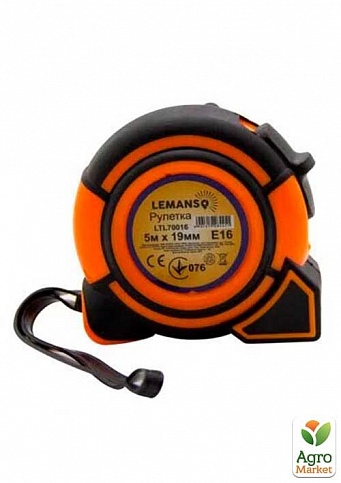 Рулетка LEMANSO 5м x 19мм LTL70016 оранжево-чёрная (106012)