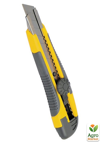 Нож MASTERTOOL 18 мм ABS пластик TPR покрытие с металлической направляющей винтовой замок 3 лезвия 17-0118