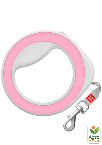 Повідець-рулетка для собак WAUDOG R-leash, кругла, XS-M, до 40 кг, 2,9 м, світловідбиваюча стрічка рожевий