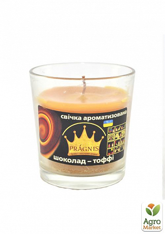 Свеча в стакане с ароматом "Тоффи" (диаметр 6,5-7,9*8,3см, 30 часов)