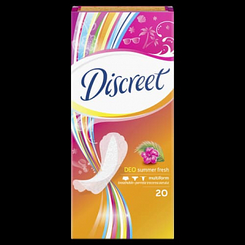 DISCREET Щоденні гігієнічні прокладки Deo Summer Fresh Multiform 20шт