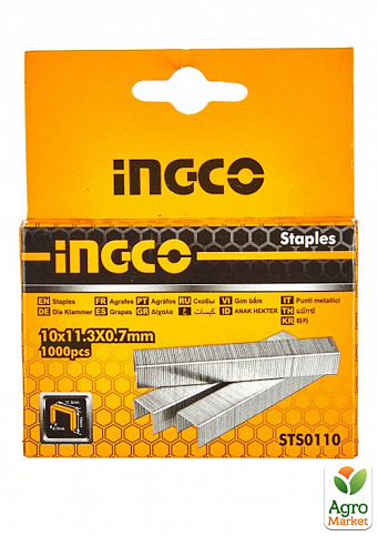 Скобы для степлера тип-53 10×0,7 мм 1000 шт. INGCO