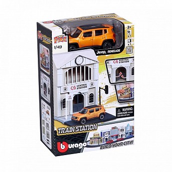 Игровой набор серии Bburago City - ЖЕЛЕЗНОДОРОЖНАЯ СТАНЦИЯ (станция, автомобиль 1:43) - фото 4