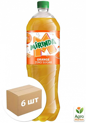 Вода газована без цукру Orange Zero ТМ "Mirinda" 2л упаковка 6шт