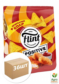 Сухарики пшеничні зі смаком "Курячі нагетси" ТМ "Flint" 90 г упаковка 36 шт1