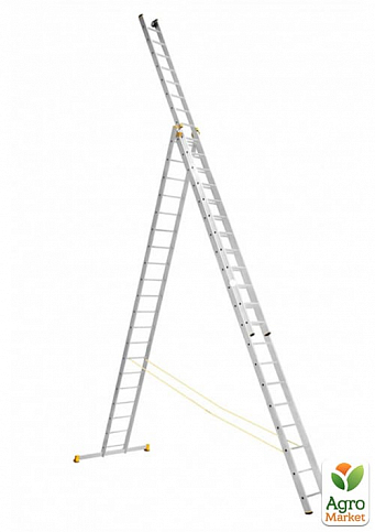 Алюминиевая трехсекционная профессиональная лестница 3*20 ТМ ТЕХПРОМ Р3 9320