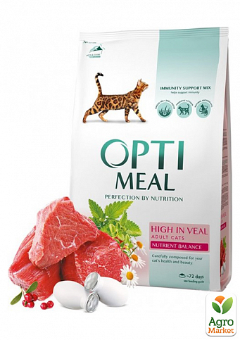 Сухий корм для дорослих кішок Optimeal зі смаком телятини 4 кг (2822220)