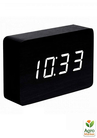 Часы-будильники на аккумуляторе BRICK Gingko (Англия), черные (GK15W10)