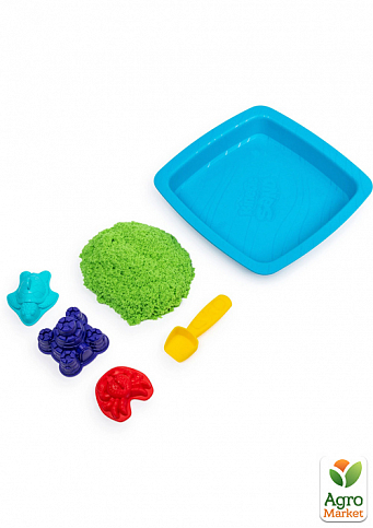Набір піску для дитячої творчості - KINETIC SAND ЗАМОК З ПІСКУ (зелений, 454 г, формочки, лоток) - фото 2