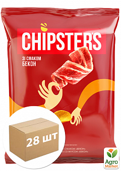 Чіпси натуральні Бекон 70 г ТМ «CHIPSTER'S» упаковка 28 шт1