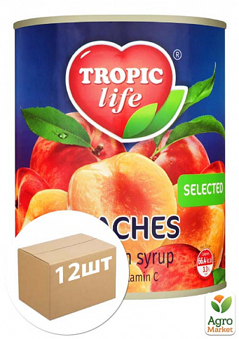 Персик половинки ТМ "Tropic Life" 850мл упаковка 12шт