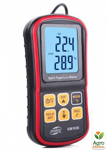 Измеритель уровня освещенности (Люксметр)+термометр, BENETECH GM1030C - фото 2
