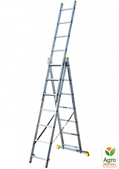 Лестница алюминиевая MASTERTOOL 3-х секционная 3х7 ступеней h=5100 мм max 150 кг 79-13072