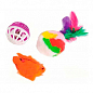 Fox Набір іграшок для кішок Миша, хутряної куля з пером, куля-брязкальце (1316940)