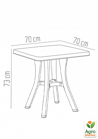 Стол квадратный Irak Plastik Royal 70x70 см тик (5737) - фото 2