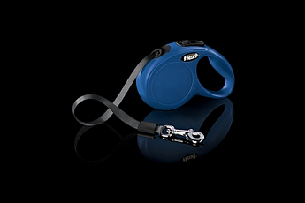 Flexi Classic S Рулетка для собак до 15 кг, длина ленты 5 м, цвет синий (0232110)