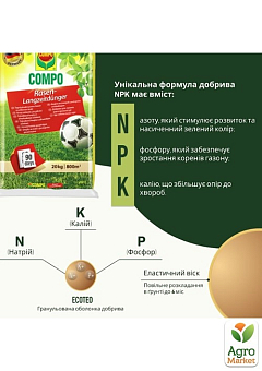 Твердое удобрение длительного действия для газонов COMPO 20кг (5284)6