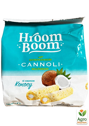Трубочки Каннолі зі смаком кокосу TM "Hroom Boom" 150 г упаковка 14 шт - фото 2