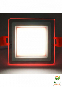 LED панель Lemanso LM1038 Сяйво 6W 450Lm 4500K + червоний 85-265V / квадрат + скло (336113)2