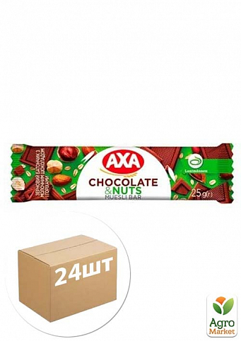 Батончик (з молочним шоколадом та горіхом) ТМ "АХА" 25г упаковка 24шт