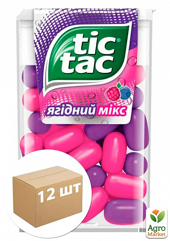 Драже зі смаком малини та лохини Tiс-Tac 16г упаковка 12шт
