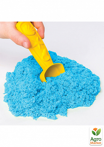 Набор песка для детского творчества - KINETIC SAND ЗАМОК ИЗ ПЕСКА (голубой, 454 г, формочки, лоток) - фото 3