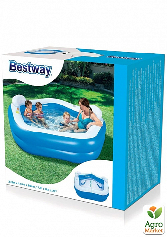 Детский надувной бассейн "Геометрия" с сиденьями,подстаканниками и подголовниками 213х207х69 см ТМ "Bestway" (54153) - фото 2