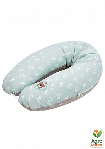 Подушка для беременных и кормления ТМ PAPAELLA 30х170 cм + карабин корона мята/корона беж