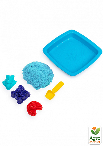 Набір піску для дитячої творчості - KINETIC SAND ЗАМОК З ПІСКУ (блакитний, 454 г, формочки, лоток) - фото 2