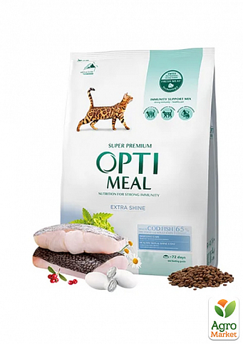 Сухой полнорационный корм для взрослых кошек Optimeal с высоким содержанием трески 4 кг (3396090)