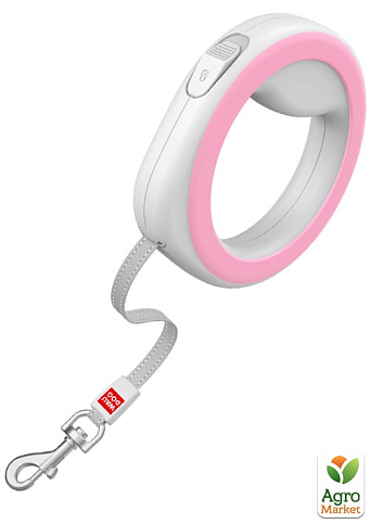 Повідець-рулетка для собак WAUDOG R-leash, кругла, XS-M, до 40 кг, 2,9 м, світловідбиваюча стрічка рожевий - фото 2