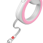 Поводок-рулетка для собак WAUDOG R-leash, круглая, XS-M, до 40 кг, 2,9 м, светоотражающая розовая лента (81277) купить