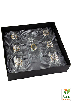 Набор для виски серии «Лев», графин с овалом, 6 бокалов, платина, серебро, золото, хрусталь (BCR7LEONPL)2