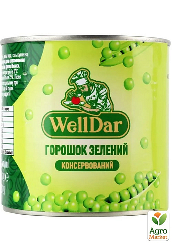 Горошек зеленый консервированный TM "WellDar" 425 мл упаковка 12 шт - фото 2