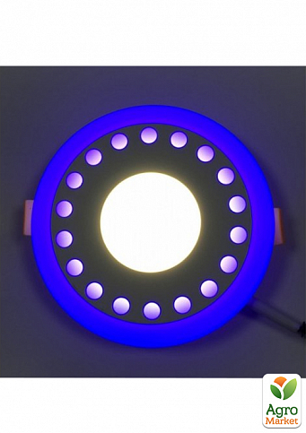 LED панель Lemanso LM557 "Крапочки" коло 18+6W синя підсв. 1440Lm 4500K 85-265V (331659)