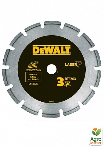 Диск алмазний DeWALT, бетон / цегла / гипрок / граніт, 125x2х22.2 мм DT3761 ТМ DeWALT